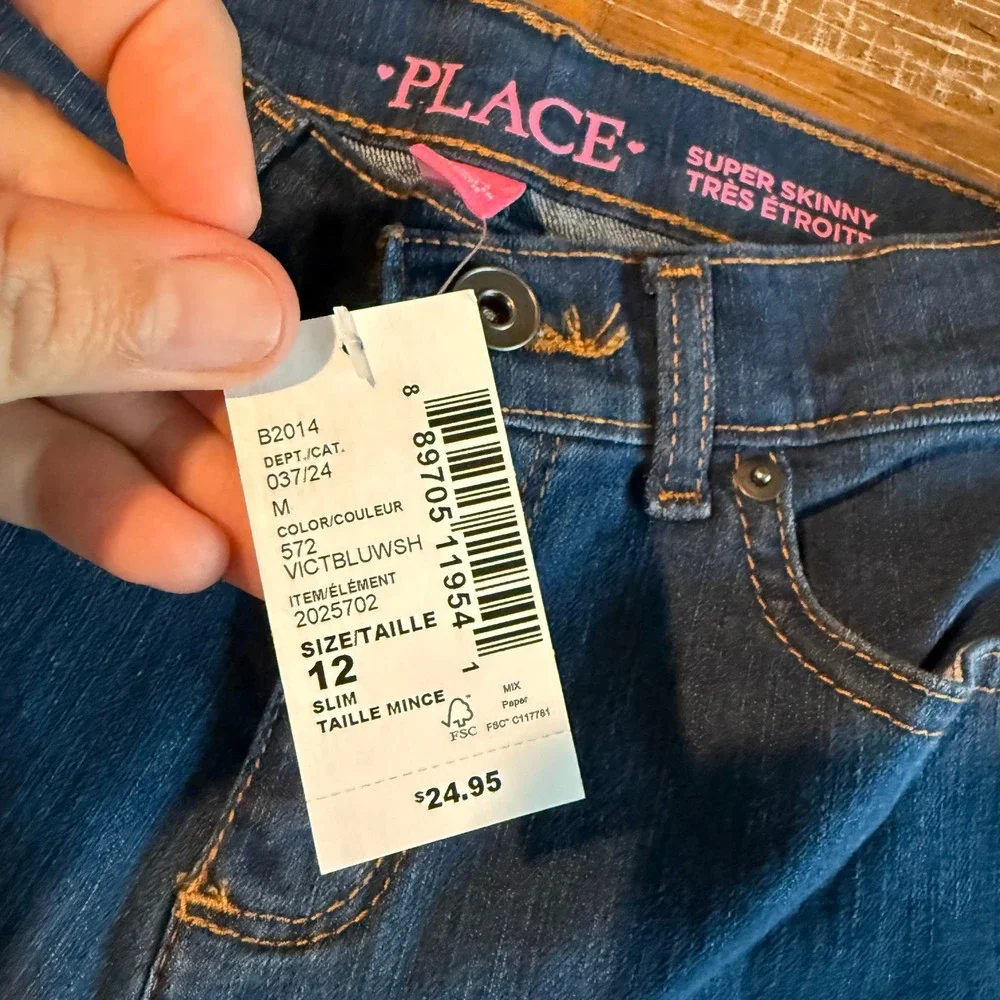 LOT Childrens Place Girls 12 Slim Super Skinny Jeans Stretch Pants NEW Blue